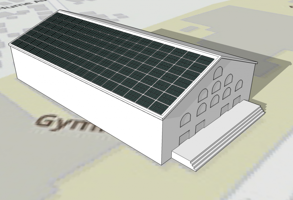 Sample rooftop solar PV project of Cousins Gym at Tufts University.