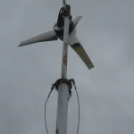 Part of what remains of wind turbines that were installed in the early 2000s.