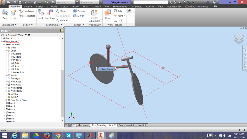 Screenshot of AutoCAD Inventor environment.