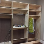 Picture of one of four sections of the walk-in closet. Size of this section is 9ft x 8ft (LxH), i.e., excluding a 2ft tall compartment (not shown) that fits at the top.
